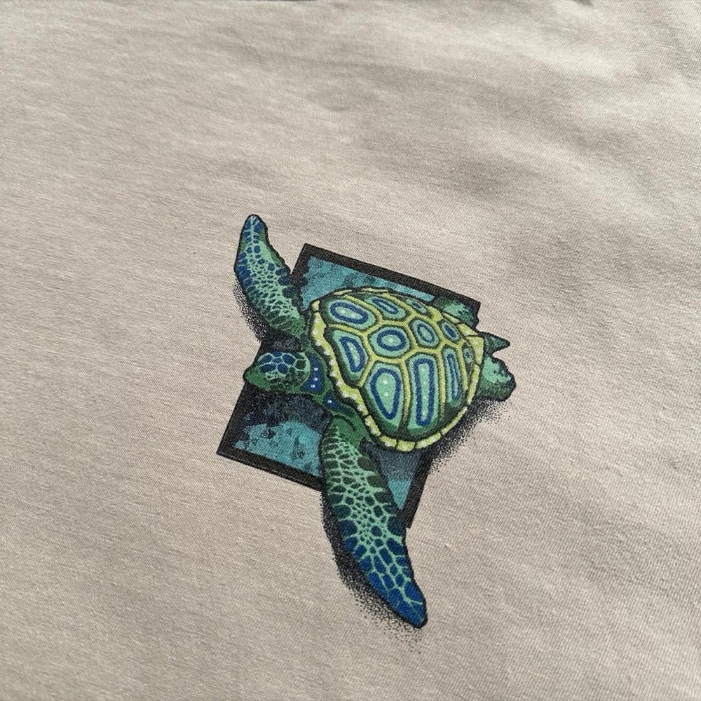 Vintage Hawaii Sea Turtle Graphic Tee - Beige with Green Turtle XL - Picture 5 of 7